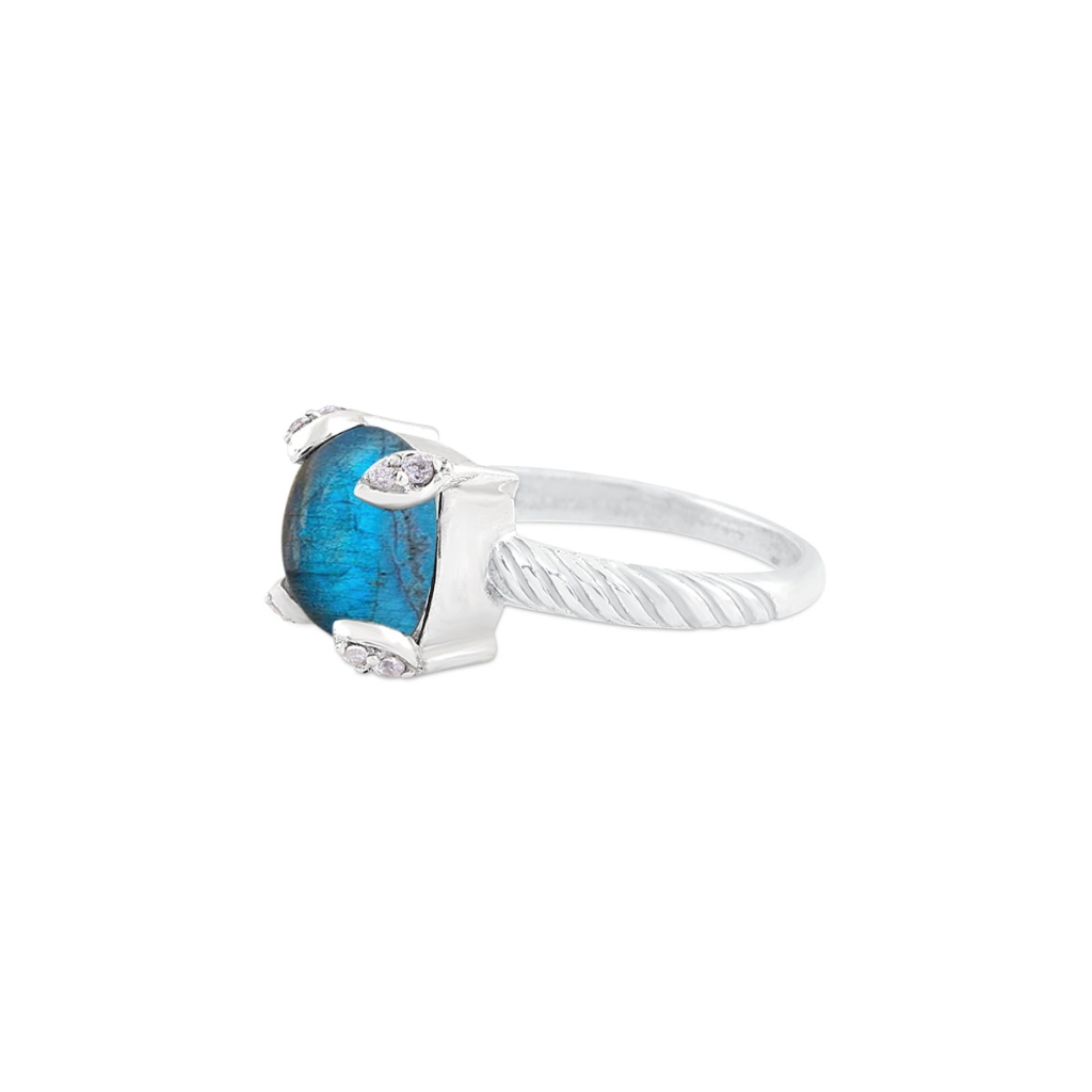 Natural Labradorite Gemstone Sterling Silver Ring