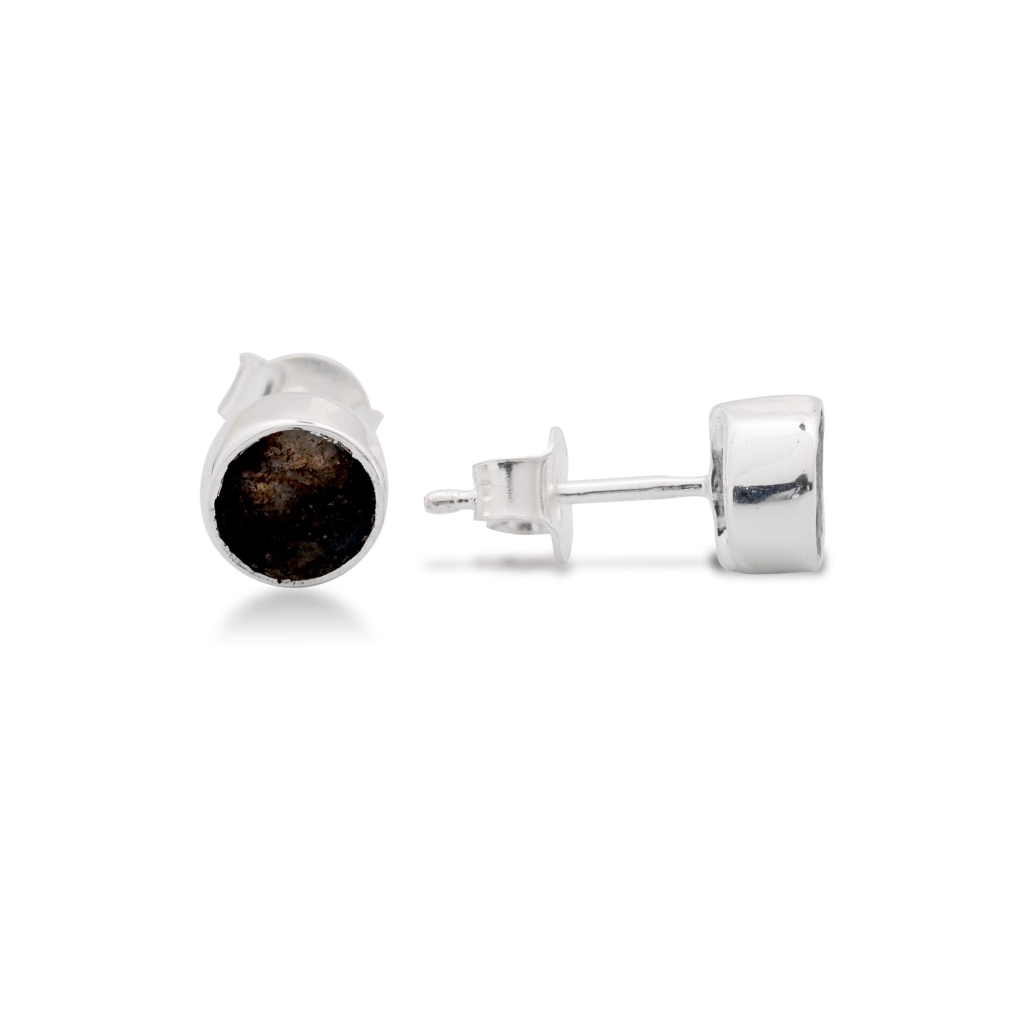 Natural Labradorite Birthstone Sterling Silver Round Studs Earrings