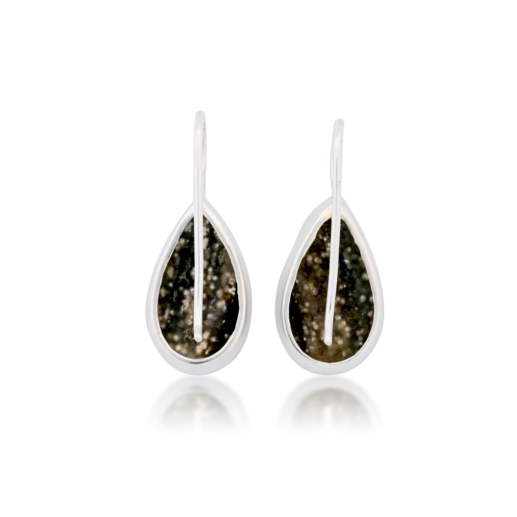 Natural Ocean Jasper Pear Shape Dangle Sterling Silver Women's Earring