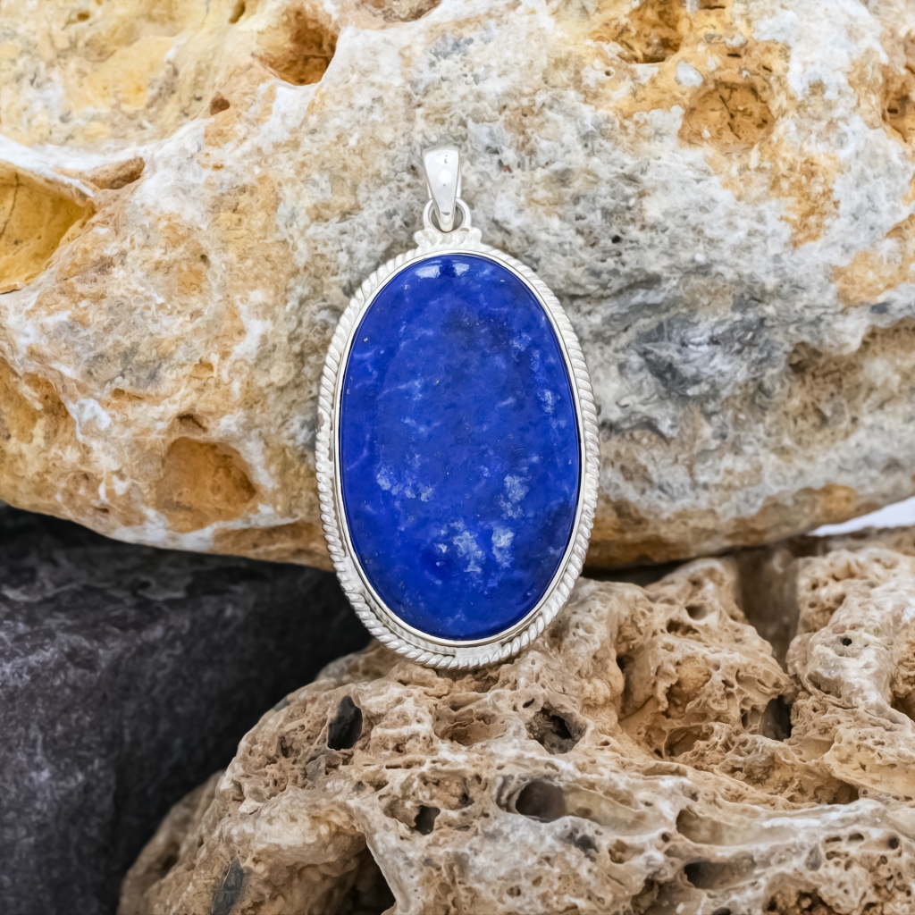 Blue Lapis Lazuli Oval Shape Sterling Silver Pendant Jewellery