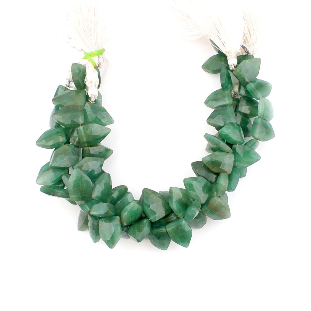 Natural Green Aventurine Pentagon Faceted Handmade Beads