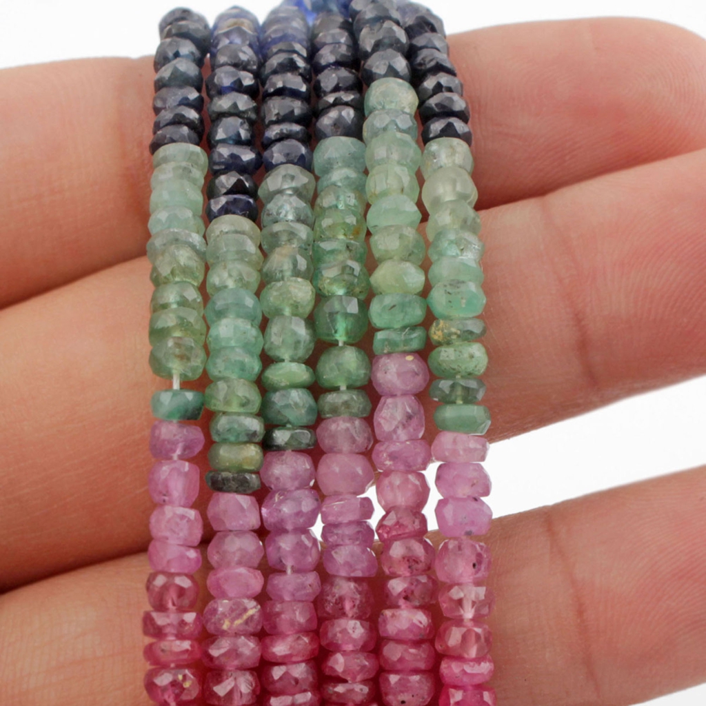Top Quality Multi Sapphire Round 3-4mm Faceted Gemstone Beads