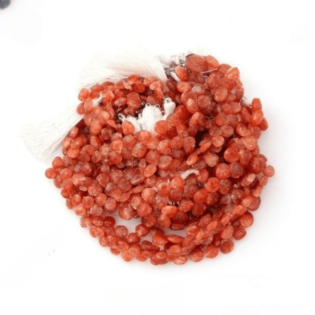 Natural Sunstone Beats, Faceted Beads, 6-8.5 mm Approx.